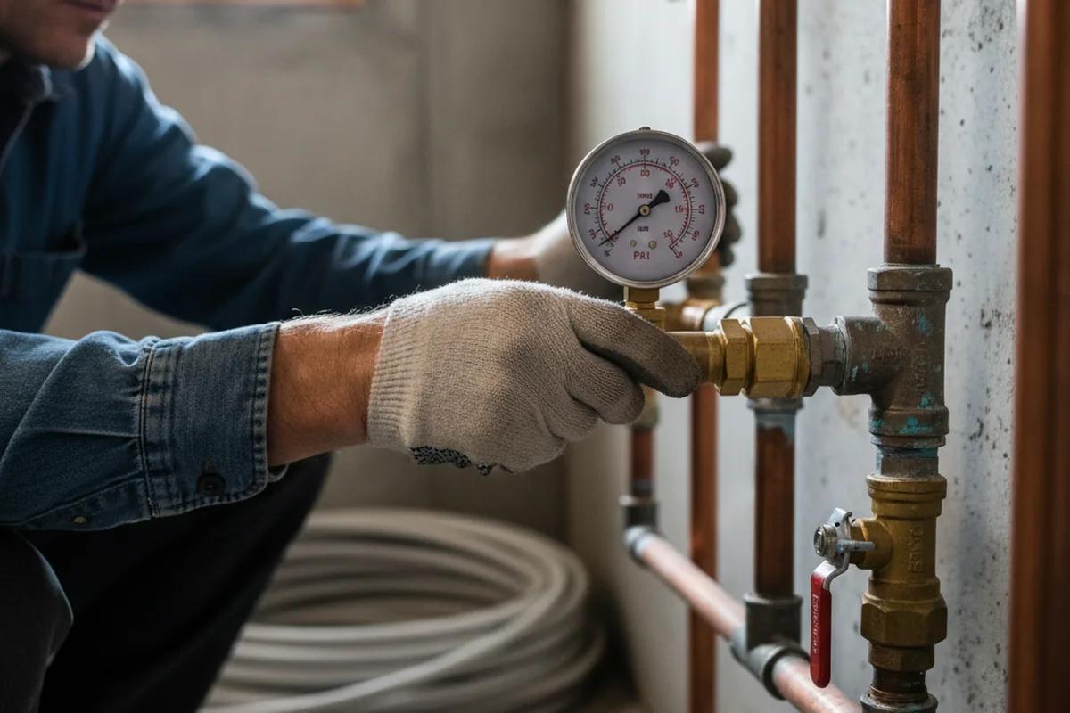 Pressure testing a repaired line during Water Line Repair in Paradis