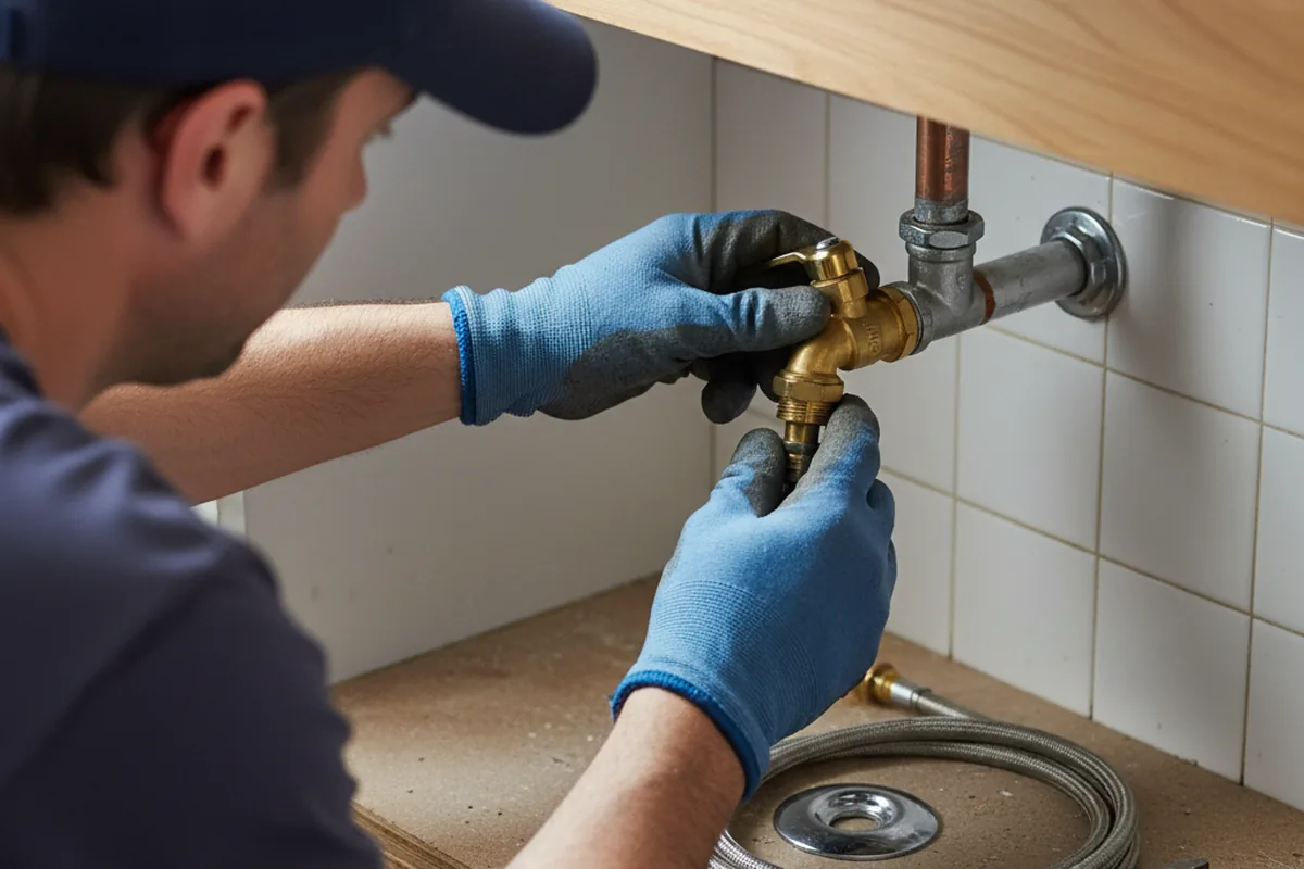 Shutoff valve and fitting work during Faucet and Fixture Repair in Paradis